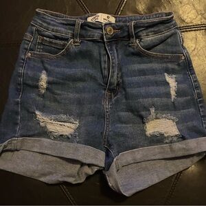 Wax Jean Blue Distressed Jean Shorts